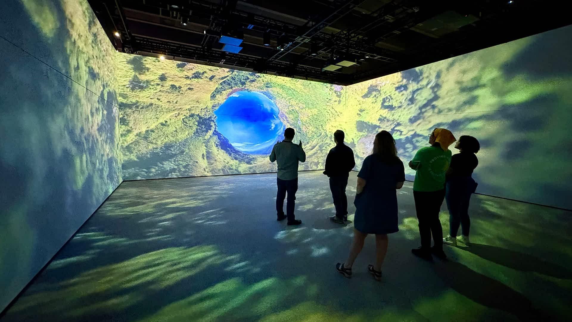 Visitors experiencing the [Un]tethered immersive installation at the Museum of Science, Boston.